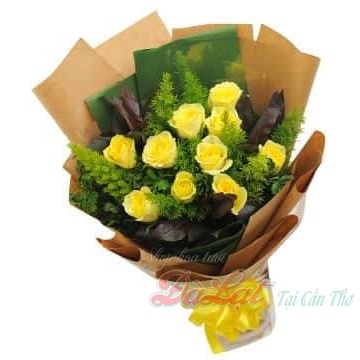 Bó hồng vàng